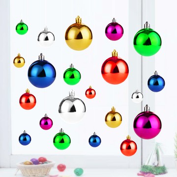 圣誕節裝飾品圣誕樹吊球櫥窗球掛飾亮光多色電鍍球塑料彩球混色裝