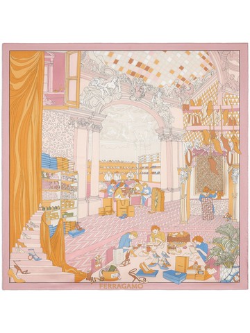 Ferragamo - graphic-print silk scarf - women - Silk - One Size - Pink