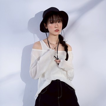 CACO-兩件式穿搭針織微透上衣(二色)-女【J2NA017】