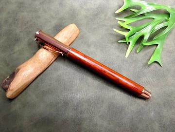 紫檀木 原木 手工筆 鋼珠筆( 拔蓋式)