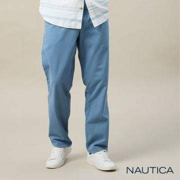 Nautica 男裝 都會簡約彈性直筒長褲-藍色