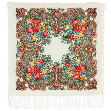 正品 Павло́во Поса́д 俄羅斯披肩圍巾 柔軟 100% 羊毛 89x89 公分 779-1