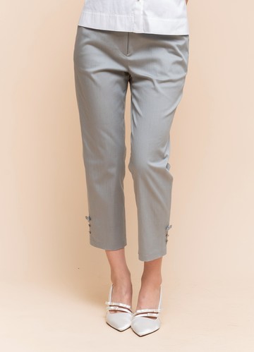 甜感俐落結飾棉質七分褲