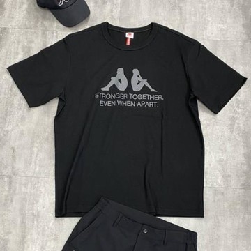 KAPPA義大利 時尚男純棉圓領衫 黑 381424W005