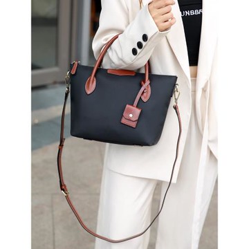 時尚帆布配真皮大容量斜挎手提包女百搭2025新款輕便單肩餃子包潮