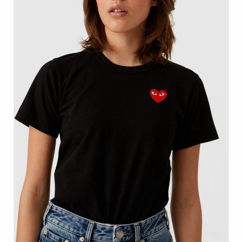 コムデギャルソン プレイ Comme Des Garcons Play レディース トップス ワンポイント 黒地 赤ハート 半袖 Tシャツ Black Red Heart Logo Tshirt 通販 Lineポイント最大0 5 Get Lineショッピング
