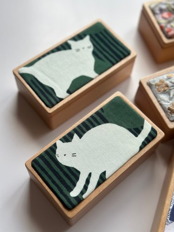 大白貓拼實木首飾盒