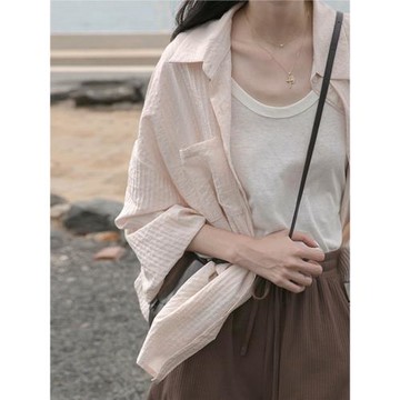 韓系防曬襯衫女秋季外搭薄款設計感小眾寬松上衣開衫外套2025新款