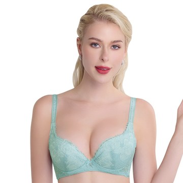 SWEAR 思薇爾 撩波 香雪蘭系列 A-H罩 涼感 蕾絲 集中 包覆 女內衣 (青空綠)