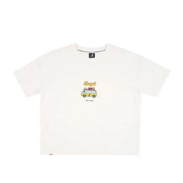 KANGOL 短T 白色 巴士趣味圖 短版 短袖 女 6522101100