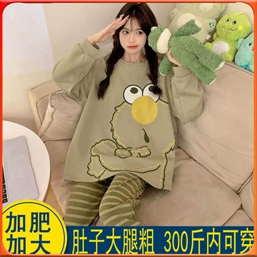🥇台灣出貨🥇 300斤加大碼100%純棉高檔睡衣女春鞦長袖胖mm寬鬆可愛新款學生鼕 ✨️滿額免運✨️147-12-B