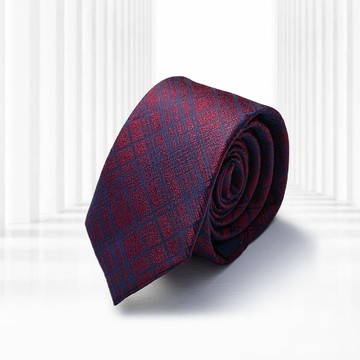 Pierre Cardin 商務正裝經典百搭紳士手打領帶-酒紅格紋(SDD10226A-78)