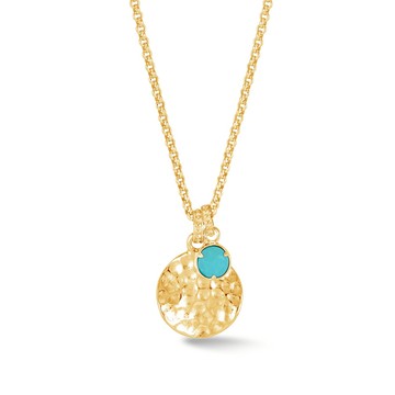 Hammered Disc & Turquoise Array Pendant