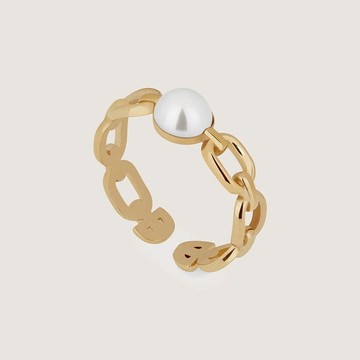 Strathberry - Pearl Link Ring - 22 Carat Gold Gilded - Gold