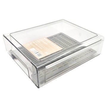 SHIMOYAMA PET 冰箱收納抽屜 帶瀝水板 S  透明  1個