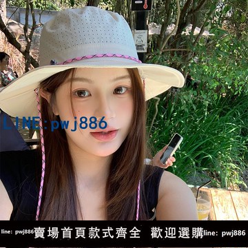 【店家補貼】速干透氣大帽檐漁夫帽女2025夏季新款時尚戶外登山帽遮陽防曬帽子
