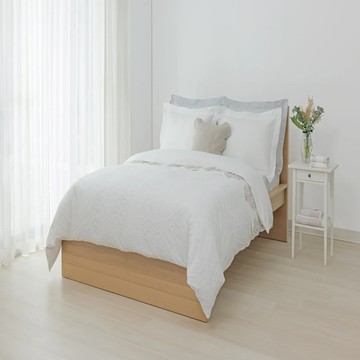 mayu+日本設計純白華夫格雙人全套床組-Z61