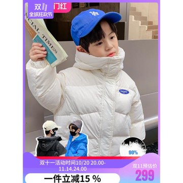 okaidi童裝2024男童冬季連帽加厚羽絨服兒童寶寶帥氣輕薄韓版外套