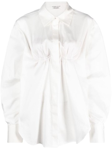 ALESSANDRO VIGILANTE - balloon-sleeved backless shirt - women - Cotton/Elastane/Polyamide/Elastane - 44 - White