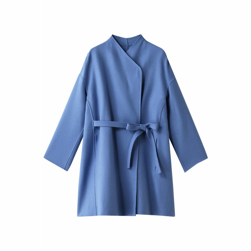 Plain People プレインピープル ダブルメルトンリバーコート レディース ブルー 3 通販 Lineポイント最大1 0 Get Lineショッピング