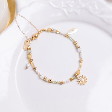 財運 x 黃玉 黃水晶 葡萄石 橄欖石 【瑪格莉特 • 真愛】手鍊