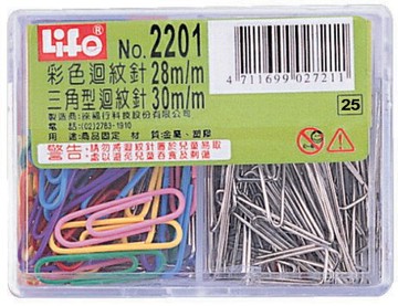 徠福 豪華型 迴紋針 /盒 彩色60支入‧三角 60支入 NO.2201
