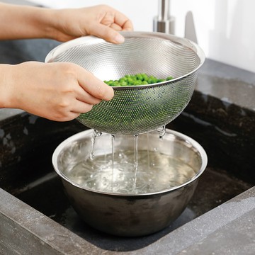 日本 霜山 不鏽鋼料理用調理盆+瀝水盆 2件組 18cm