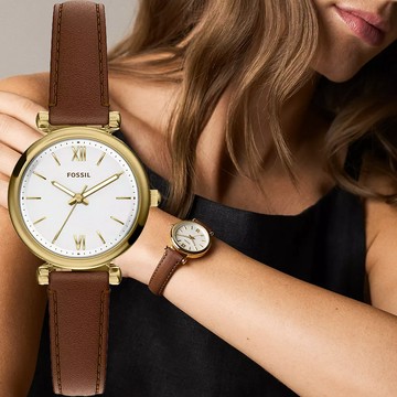 FOSSIL Carlie Mini 簡約大三針女錶-28mm ES5464