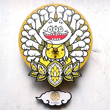 D-C01 招财猫 - 動物造型鐘擺鐘