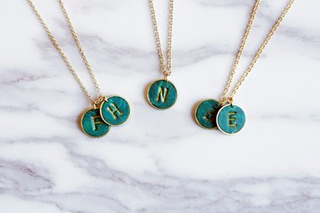 字母鎖骨項鍊 大理石紋 情人節禮物 紀念 生日禮物 伴娘姐妹禮物