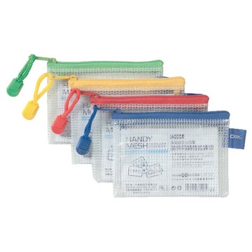 【COX 三燕】網格 橫式 證件 拉鏈袋 顏色隨機 12個 /包  NO.545H