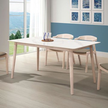 Boden-克德5尺白色岩板實木餐桌/休閒工作桌