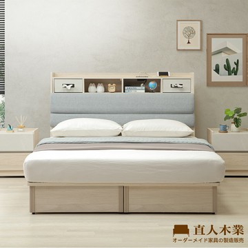 【直人木業】DORIS現代風收納側兩抽床組(附USB插座)-標準雙人5尺
