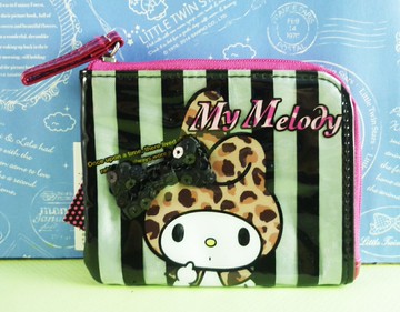【震撼精品百貨】My Melody 美樂蒂 卡片套+錢包 黑灰條紋 震撼日式精品百貨