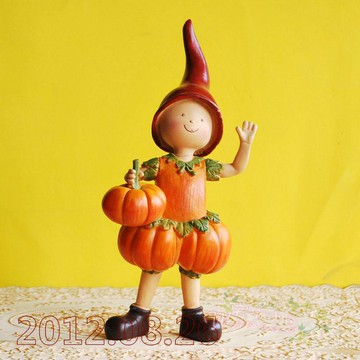 現代創意家居裝飾擺設品 結婚新房禮品 樹脂工藝品 南瓜精靈擺件1入