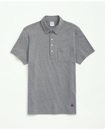 Brooks Brothers Men's Washed Cotton Jersey Polo Shirt | Grey | Size Large