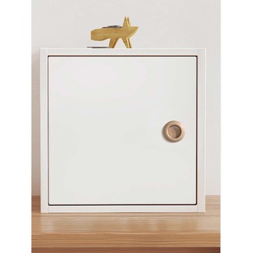 【樂樂】好好Q書架 木質兒童儲物單元格書櫃 一行一列-白色帶柜門款(實木落地書架 自由組合 多格收納)一行一列-白色帶柜門款