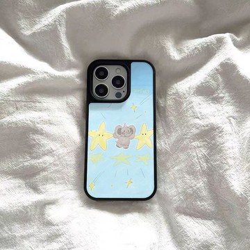 ✨iPhone手機殼✨ins可愛星星小象玻璃黑邊適用蘋果iPhone16promax手機殼1312pro小