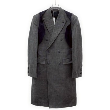 (S) dior質感羊毛翻領排扣千鳥紋灰色外套