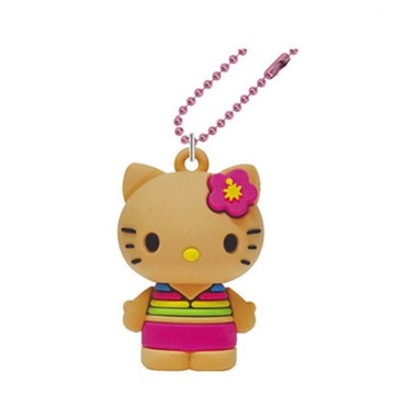 【震撼精品百貨】Hello Kitty_凱蒂貓~日本Sanrio三麗鷗 KITTY曬黑夏威夷矽膠吊飾-粉泳衣*60644