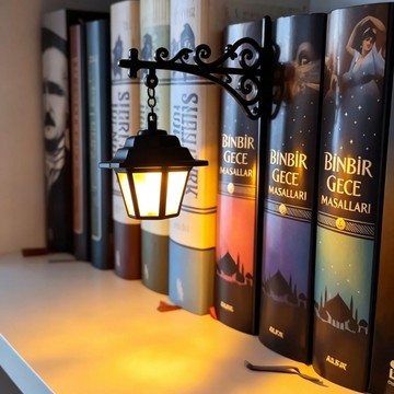 ✨復古風書架夾片小夜💡燈✨ 書架夜燈📚復古路燈書夾 圖書館小提燈 迷你路燈書架 書房書桌氛圍燈 復古書立夜燈 生日禮物