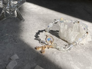 【阿提米絲神殿。月光石手鏈】白水晶、閃靈鑽|月亮神殿