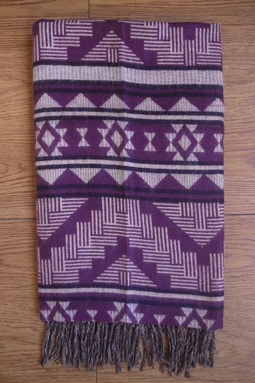 民族風 傳統織布 手編 圖騰披肩 圍巾 露營 毛毯 幾合 三角  紫