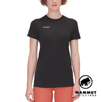 【Mammut 長毛象】Tree Wool FL T-Shirt W 羊毛混紡快乾抗臭短袖T恤 黑色 女款 #1017-06670