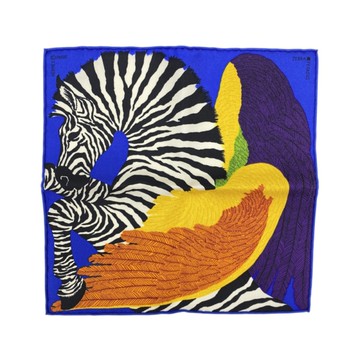 HERMES 愛馬仕 藍色 絲綢 Carre nano Zebra pegasus 絲巾 【二手名牌BRAND OFF】