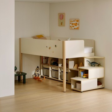 【iloom 怡倫家居】DOODLE 上下舖床架三層階梯櫃/含下方照明/含側邊防護墊 床架 雙層床 單人床架 雙人床架