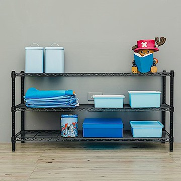 dayneeds 輕型 120x45x60cm三層鐵架(烤漆黑) 波浪架/收納架/置物架