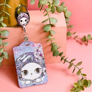 伸縮卡套 | 識別證套 | 悠遊卡套 - 浪漫紫暖暖貓