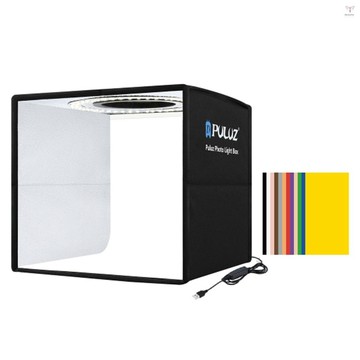 Puluz 250mm 便攜式折疊攝影燈箱環形燈板 3 種燈光模式 10 種亮度級別 USB 電纜控制,帶 6 種雙面背