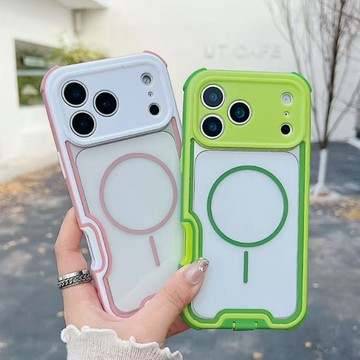 雙色透明磁吸蘋果17手機保護殼 適用蘋果iPhone 17 16 15 13 12 Pro max磁吸手機殼 四角防摔殼